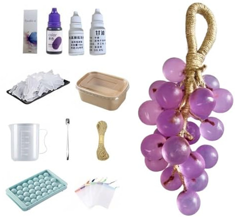 Seifenherstellungs-Set, Trauben-Seifenformen, komplettes handgefertigtes Bastelset mit Formen, Juteseil, Glimmerpulver, natürlicher Seifenbasis und Werkzeug, Heimdekoration als Geschenk (Traube)