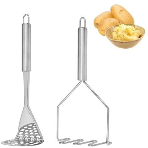 Potato Masher,2 Pcs Stainless Steel Mashed Potato Masher Kitchen Tool Durable Mash Potatoes Masher Kitchen Utensils for Kitchen Gadgets Easy to Clean