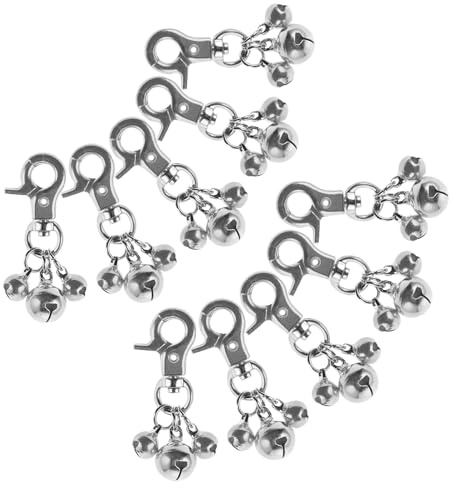 VICASKY 10 Stück Edelstahl Glöckchen für Hunde und Katzenhalsbänder mit Karabiner Sichere Haustieranhänger für Training und Dekoration