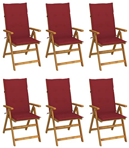 Mimdixy Gartenstuhl, Balkonmöbel, Gartensessel, Klappbare Gartenstühle 6 STK. mit Auflagen Massivholz Akazie, Balkonstuhl Für Balkon, Terrasse, Veranda, Stabil