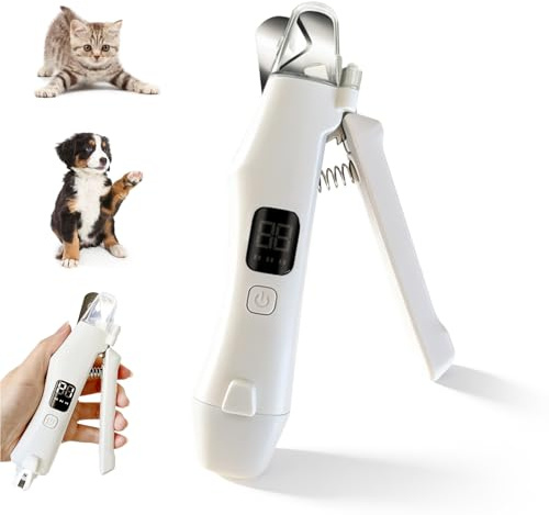 Geoyien Krallenschleifer für Hunde, Krallenschere für Hunde, 2-in-1 Lichtschere Hund, LED-Licht Sicherheitspflege, Geeignet für Große, Mittlere und Kleine Hund, Katzen und Kaninchen