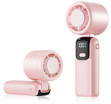 HappyGoo Portable Fan, 5-Speed Turbo Mini Fan, Smart LED Display for Speed and Battery, Quiet Low-Noise Design, Suitable for Outdoor, Travel, Commuting, and Summer Use
