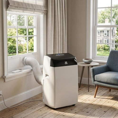 12000 BTU Portable Air Conditioner, A+ Low Energy Mobile AC Unit, 4-in-1 Portable Air Conditioning with Cooling Dehumidifying Fan Mode and Follow-Me Function,for Bedroom Living Room Home Office