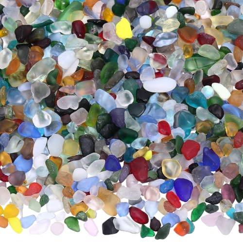 PONABEADIY 1 Schachtel 200G Aquarium Glassteine Seeglas Gemischte Unregelmäßige Kieselsteine Der Meeresserie Bunte Sortierte Meereskiesel Lose Ware Für Schmuckherstellung Aquarienvasenfüllung Heimdeko