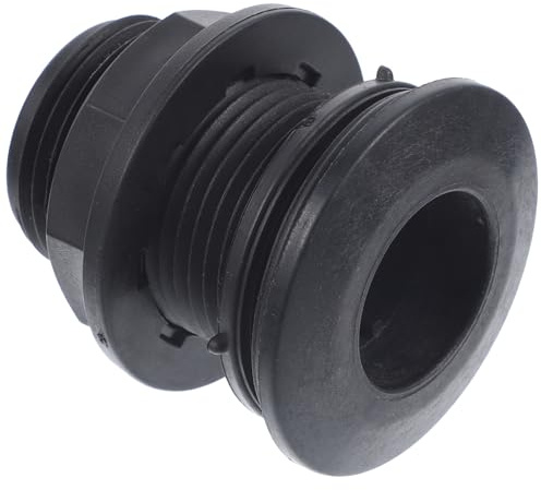 EXAOMBLE Conector de Mamparo Roscado de Plástico Negro, Empalme de Tubo para Tanques de Agua y Barriles de Lluvia, Instalación Fácil, Uso en Jardín