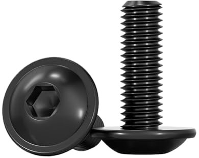 Linshuvudskruvar svart 304 rostfritt stål M6 M8 sexkant insexkant runt huvud med bricka, kragskruvar, 12 mm, 50 längd (M6 x 30 mm 10 st)