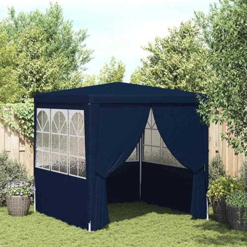 Runheo Tente de réception avec parois latérales 2,5x2,5 m Bleu 90 g/m² résistante aux UV et à l'eau, idéale pour Jardin, terrasse ou Camping, offrant Une Protection Contre Le Soleil