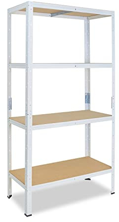 shelfplaza Home 155x80x40cm Schwerlastregal weiß mit 4 Böden x 175kg | Kellerregal · Lagerregal · Metallregal · Regale für Kellerraum · Steckregal · Abstellraum Regal