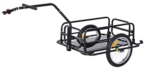 HOMCOM Fahrradanhänger Klappbar Lastenanhänger mit Kupplung, Kuppler & Reflektoren Transportwagen bis 40 kg belastbar, Transportanhänger Anhänger für Camping, Einkaufen, Umzug 155 x 71,5 x 77 cm