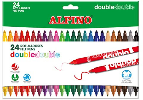 Rotulador alpino double double punta gruesa y punta fina caja de 20+4 colores surtidos
