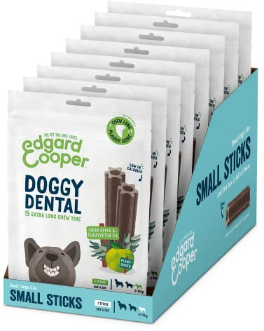 Edgard & Cooper Snacks für Hunde, Natürliche Zahnstocke, 8 x 7 (8 Stück), Kaustäbchen, Zahnhygiene, Lange Kauzeit, Frischer Atem (Apfel und Eukalyptus, klein)