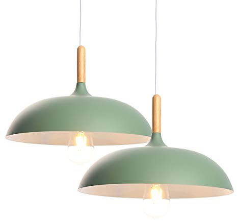 Chrasy Juego de 2 Iluminación de Techo Luz Colgante Lámpara de Techo Moderno Industrial E27 Luz de Comedor Luz Vintage para Sala Bar Decoración Restaurante Interior, Color Verde