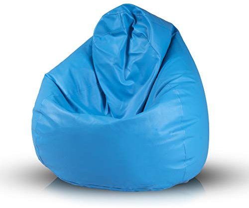Ecopuf Fuzzy Sitzsack aus Kunstleder, gepolstert, mit doppeltem Reißverschluss, auslaufsicher, 80 x 110 cm