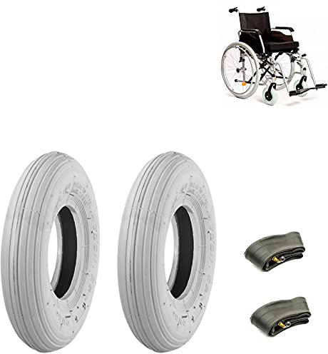 ECOVELO 2 Reifen 200 x 50 (50-94) + Luftkammern Verstärkte Reifen für Kinderwagen Rollstuhl Rollator