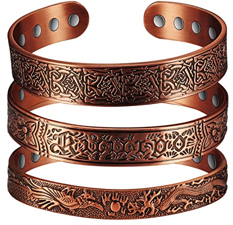 3 magnetische Kupferarmbänder 7 Zoll und 6,5 Zoll garantiert 99,9% reines Kupfer Herren Damen Magnetarmbänder