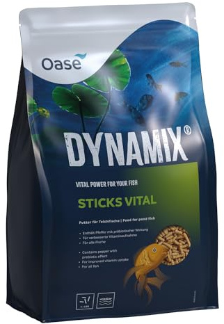 OASE Dynamix Sticks Vital 4 L, alimento para peces, alimento para peces de estanque, alimento completo, sticks para estanque ricos en vitaminas y minerales, crecimiento uniforme, colores irisados