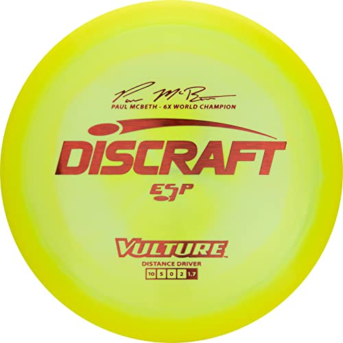 Discraft Dsicraft's ESP Vulture Paul McBeth 6X Signature Series 173-174 Gram Distance Driver Golf Disc, Farben können variieren