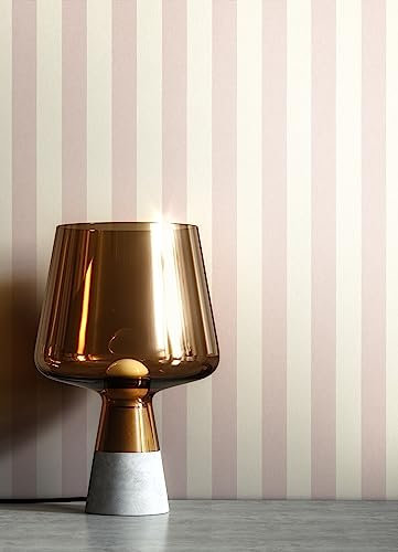 NEWROOM Tapete Rose Vliestapete Streifen - Streifentapete Modern Creme Linien Streifen Landhaus Linien inkl. Tapezier-Ratgeber