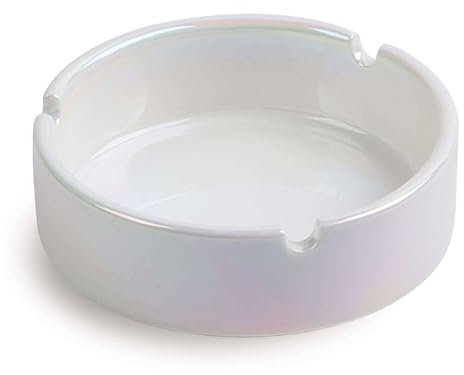 TYMYYS Aschenbecher Keramik, Zigarrenaschenbecher Für Draussen Groß, Aschenbecher Zigarre-Weiß-10x10x3.5cm