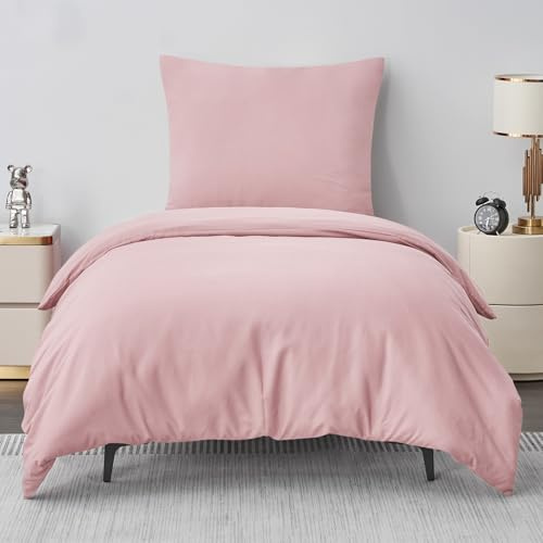 Aisbo Bettwäsche 155x220 2teilig Rosa - Mikrofaser Bettwäsche-Sets mit Reißverschluss, ÖKO-TEX Bettbezug 155x220 cm 2tlg mit Kissenbezug 80x80 cm, Weich und Bügelfrei