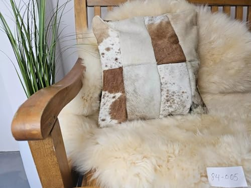 Provellus Cuscino in vera pelle di mucca patchwork 40 x 40 cm con cerniera (84-005)