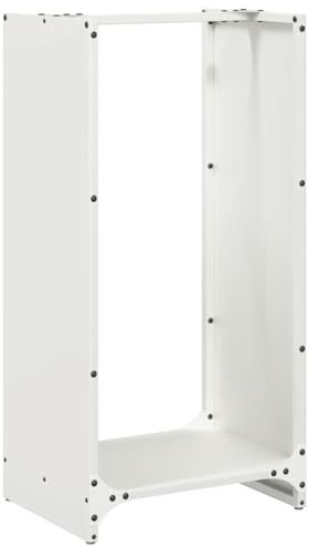 vidaXL firewood rack/log holder - 40x30x80 cm cold-rolled steel white/large indoor log storage - elegant design, increased airflow