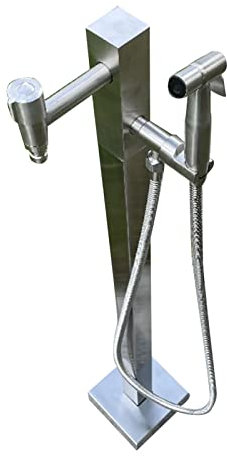 Columna de grifo de acero inoxidable para exteriores, fuente de agua de jardín, resistente a la intemperie, grifo vertical al aire libre para patio, 100 cm de altura, fuente de agua para uso en