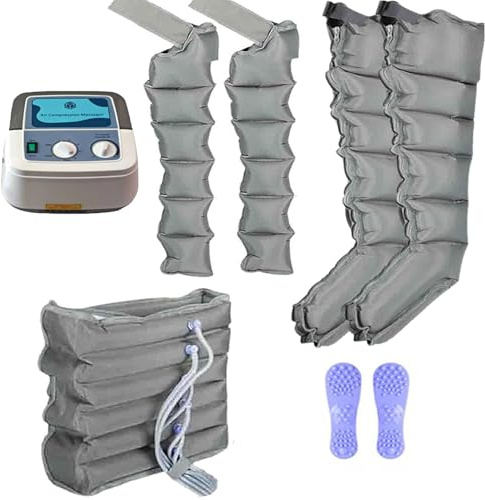 Joyfitness Massaggiatore Compressione d'Aria per Gambali e Addome, Pressoterapia per Casa per Gambe, Linfodrenaggio, Professionale, Apparecchio Massaggiatore, 6 Camere d’Aria, Regali per Uomini