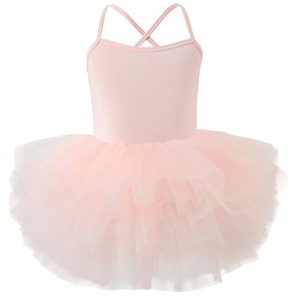 Zeiayuas Girls' Ballet Tutu Dress Cotton Dance Leotard Sleeveless Spaghetti Strap Ballerina Outfit Toddler Activewear Dance Leotard Criss-Cross Back Children Dancewear Ballroom Dancer Costume Pink