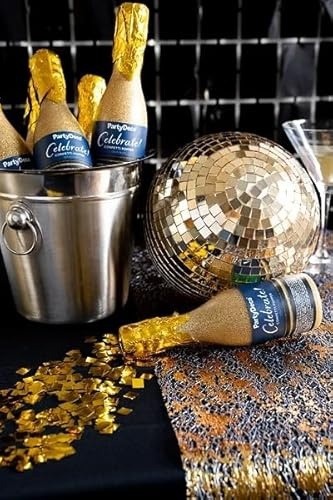 Celebrate Champagne Bottle Confetti Cannon, Gold Metallic, 20.5 cm