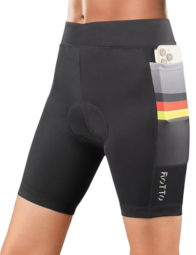 ROTTO Pantalones Cortos de Ciclismo para Mujer Acolchados con Relleno de Esponja y Gel con Bolsillos para Bicicleta Ciclismo de Carretera Montaña