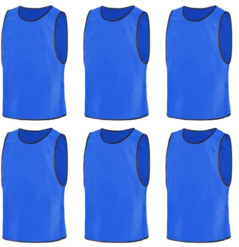 BSBUY Fussballtraining Leibchen Fubball Erwachsene 6PC Damen Mesh Trimmage Trainingsleibchen Fußball Trainingsweste Sport Markierungshemd Westen Fussball Handball Basketball Teamtraining M,Dunkelblau