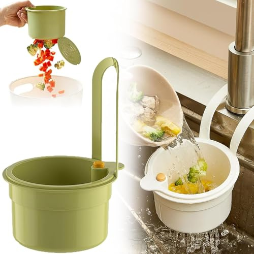 Upgraded Kitchen Sink Strainer Basket, Suction Cup Food Waste Catcher, Corner Sink Trash Collector, Faucet Hanging Storage Rack for Sponge and Scraps, Durable Home Kitchen Drain Basket