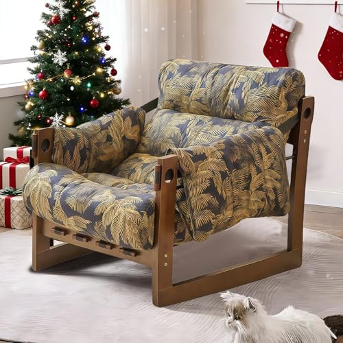 AMZSEW Modern Armchair, Mid Century Modern Leather Accent Chair for Living Room, Tub Chair with Thick Cushion, Comfortable Lounge Chair Perfect for Bedroom, Apartment, Office,
