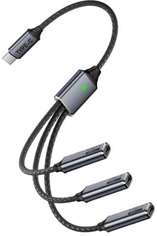 Generico Multipel Laddningskabel - 26 cm 10,24 tum 1 Svart Aluminiumlegering Splitter Strömkabel | Multiportadapter för Fordon, Lastbil, Husbil, Road Trip,