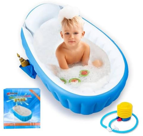Locisne Piscina Infantil Verano de Bañera Hinchable Anti-Resbaladiza Piscina Ducha Plegable Cuenca de Silla del Asiento (0-3 Años)