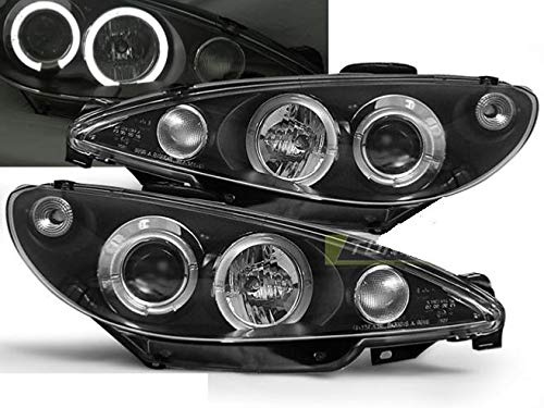 Paar Herde Scheinwerfer Peugeot 206 98 – 02 Angel Eyes schwarz (E02)