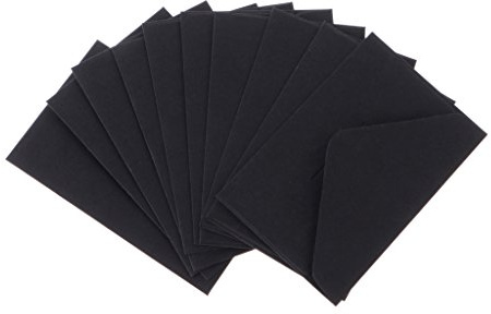 YOFO 50 Stück Mini-Kraft-Umschläge, Umschläge für Geschenkkarten, Danksagungen, Hochzeiten, Partys, Visitenkarten, kleine Teile, klassische Briefumschläge Schwarz
