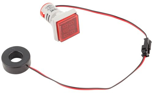 Probador de Voltaje Digital LED Detector de Corriente Cuadrado 22mm Voltímetro Amperímetro AC 0-100A 60-500V Pantalla Doble Indicador Medidor Rojo para Medición Precisa
