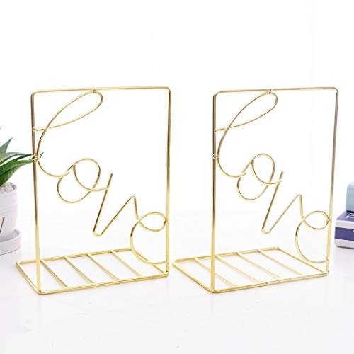SIPLIV Buchstützen, kreativ, minimalistisch, Metall, verstellbar, Buchständer, Schreibtisch, Buchstütze, Liebe, Gold