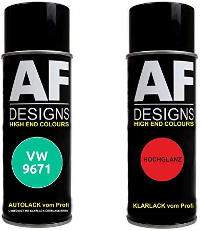 Autolack Spraydose Set geeignet für VW/Volkswagen Peppermint Grün 9671 Basislack Klarlack Sprühdose 400ml