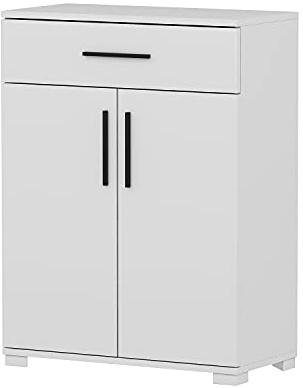 Homidea Lava Mehrzweckschrank – Kommode – Schuhschrank – Küchenschrank – Aufbewahrungsschrank – Badezimmer Schrank – Beistellschrank mit viel Stauraum für Ihren Wohnbereich (Nr.2 Weiß/Weiß)