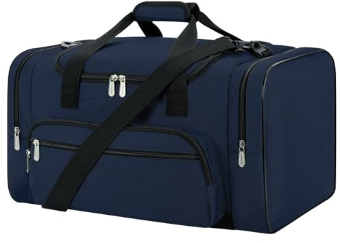 ZZY Gym Duffle Bag, 40L Sports Holdall with Shoulder Strap, Water Resistant Travel Weekender Bag for Men and Women(Navy Blue)