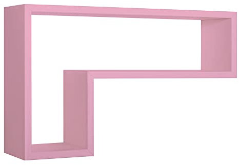 MODULARREDO | LETTERA Mensola da Muro, Pensile Bagno, Mensola da Parete, Scaffale da Parete, Rosa Blush, 61x37 p15.5 cm - Made in Italy