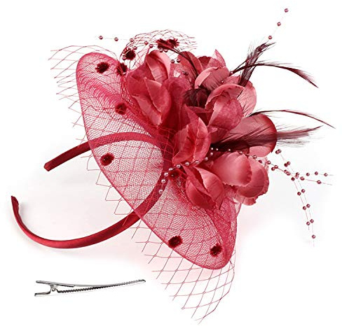 Fascinator Damen Hut Haarschmuck Blume Bankett Mesh Hut Feder Haarklammer Karneval Brautschleier Elegant Haarspangen Vintage Haarclip Hochzeit Haarreif Cocktail Party Kopfschmuck Tea Fasching Partyhut