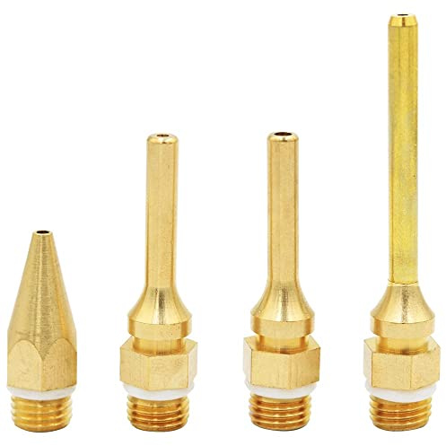 Mesee 4 Pieces Hot Glue Gun Nozzles, Interchangeable Copper Nozzle Assortment Glue Sticks Long Fine Nozzle Tip Replacement Kit Hot Melt Glue Gun Tool Accessory for Home Repairs DIY Craft Projects