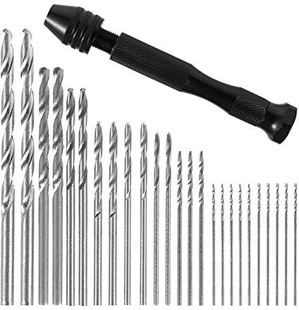 Bit manuale del trapano del trapano artigianale Trapano manuale di precisione Pin Vise, con punte di 25 Twist, utilizzato for modello, fai da te, creazione di gioielli, multi-funzione di strumento Rot