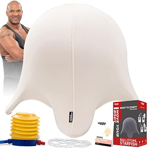 Miweba Sports Ballhocker Starfish - Traglast 300 Kg - 55 cm Gymnastikball aus PVC - Sitztrainer - Fitnessball Stuhl - Ergonomischer Sitzball - Sitzalternative Schreibtischstuhl Büro (Beige)