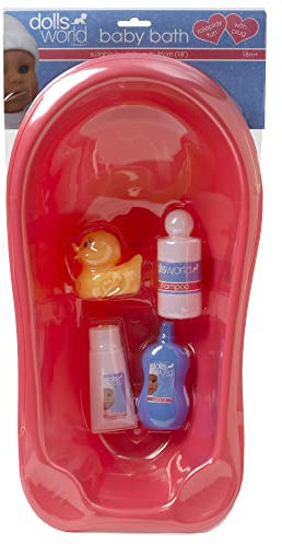 DOLLSWORLD CLASSIC from Peterkin | Baby Bath | Set includes toy bath with plug, 3 role play bottles and a cute yellow duck, suitable for dolls up to 41cm (16) | Dolls & Accessories | Ages 18m+