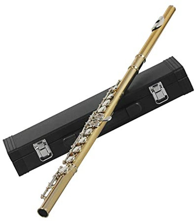 PECY 16-Loch Flöte C-Taste Farbe Flöte Vernickelte Geschlossene Klappe Plus E-Taste Anfänger Professionelle Leistung Querflöten (Size : Gold)